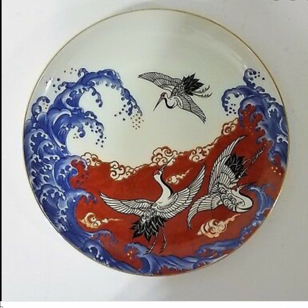 Lot of 5 vintage Takahashi plates w white cranes